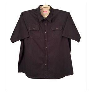 Wrangler Premium Quality‎ XXXL Button up Solid Black short sleeves 3X pockets